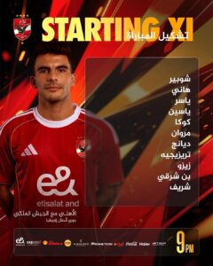 تشكيل الأهلي الرسمي لمواجهة الجيش الملكي 